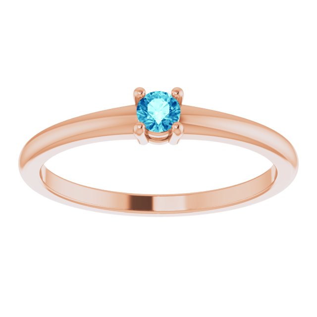 Round Natural Blue Zircon Ring