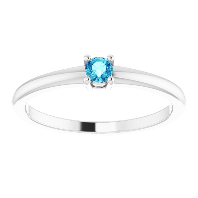 Round Natural Blue Zircon Ring