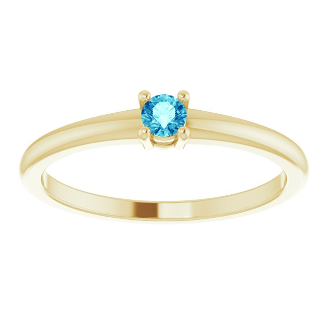 Round Natural Blue Zircon Ring