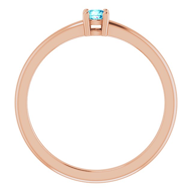 Round Natural Blue Zircon Ring