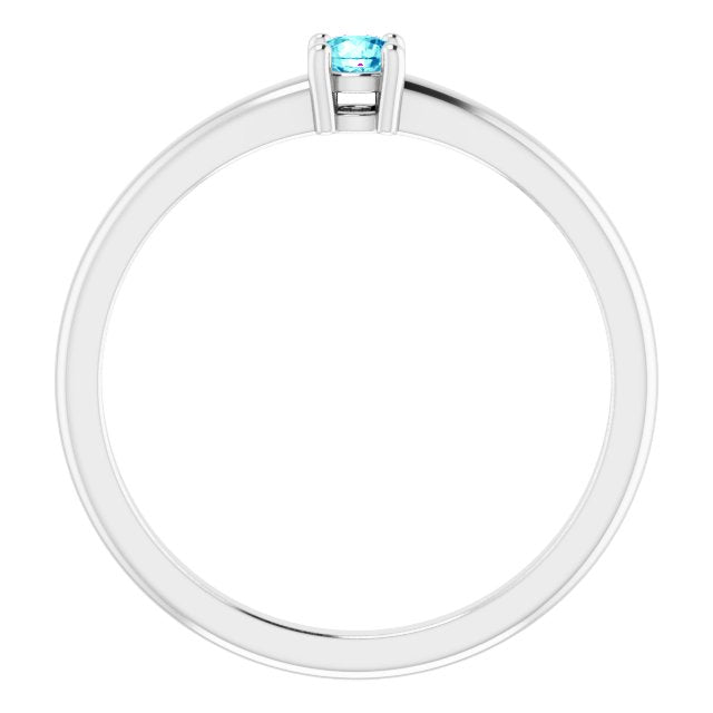 Round Natural Blue Zircon Ring