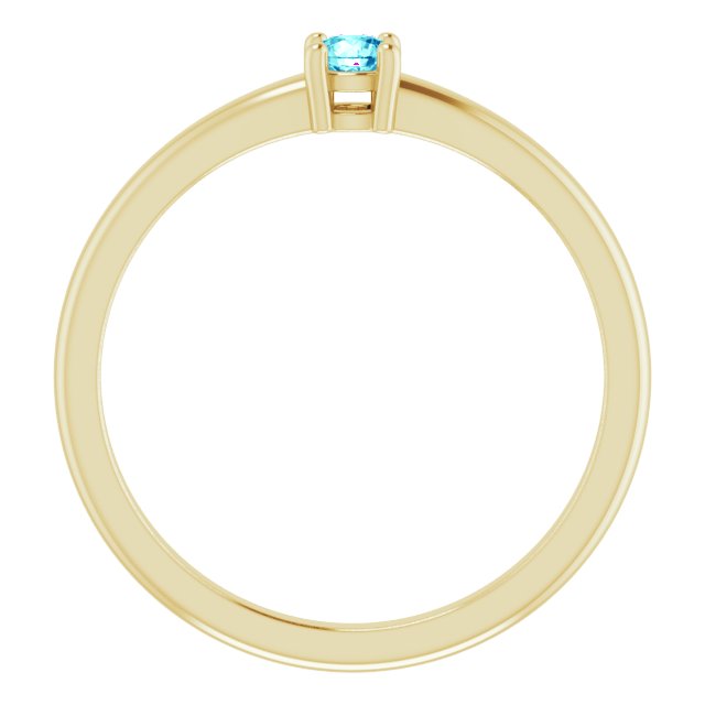 Round Natural Blue Zircon Ring
