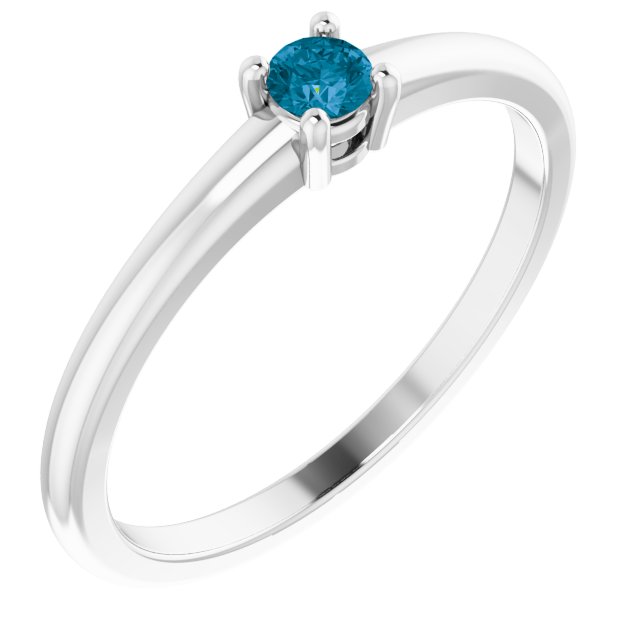 Round Natural London Blue Topaz Ring