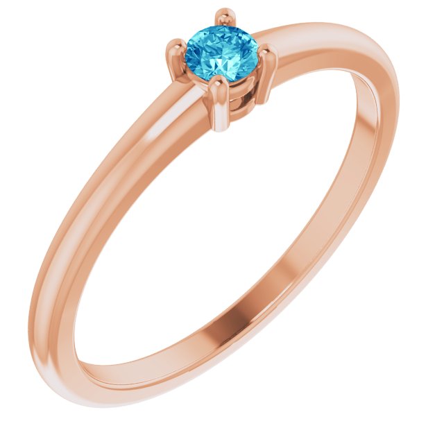 Round Natural Blue Zircon Ring