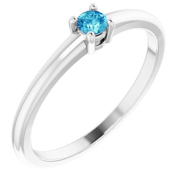 Round Natural Blue Zircon Ring
