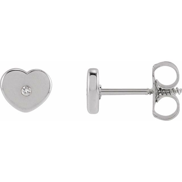 Round .01 CTW Natural Diamond Youth Heart Earrings