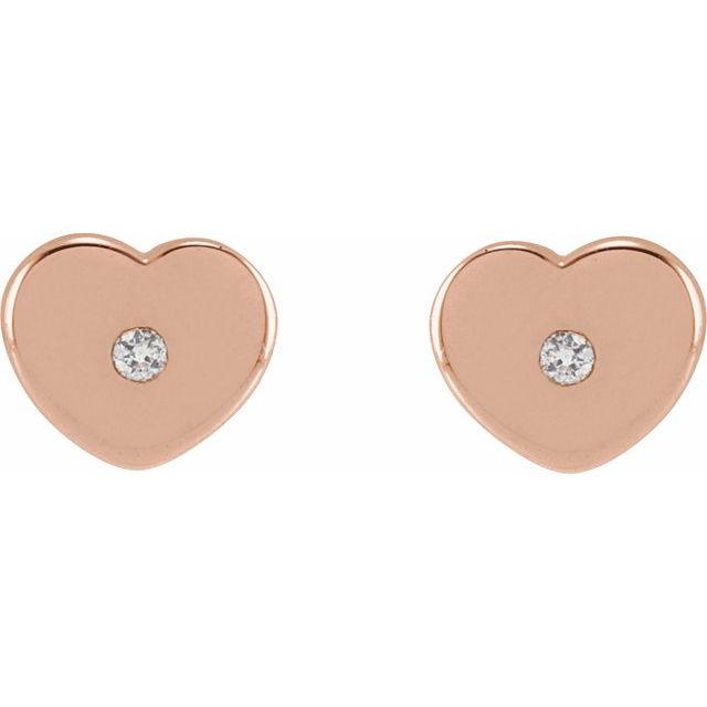 Round .01 CTW Natural Diamond Youth Heart Earrings