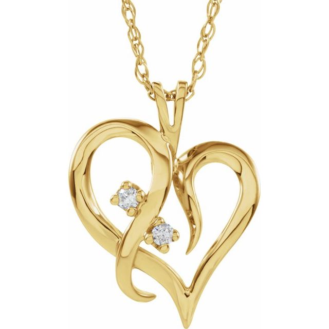 .03 CTW Natural Diamond Heart Necklace