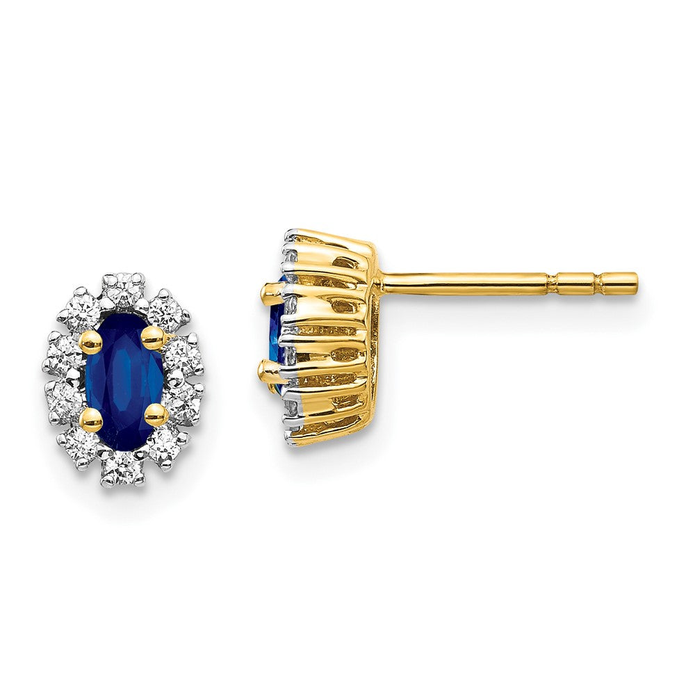 Lab Grown Diamond VS/SI GH, & Cr. Sapphire Earrings in 14k Yellow Gold