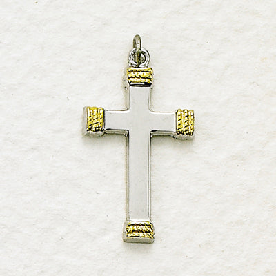 Sterling Silver Cross with Gold Tips Boxed