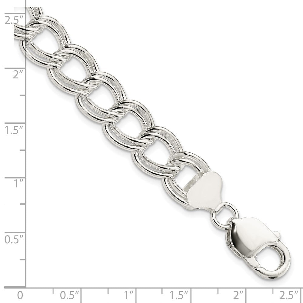 11.5mm Double Link Charm Bracelet in Sterling Silver