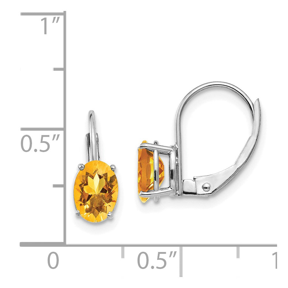 7x5mm Citrine Earrings in 14k White Gold