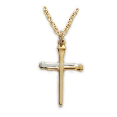 Gold over Sterling Silver Nail Cross Boxed