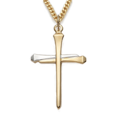 Two-Tone Gold/silver Nail Cross Boxed