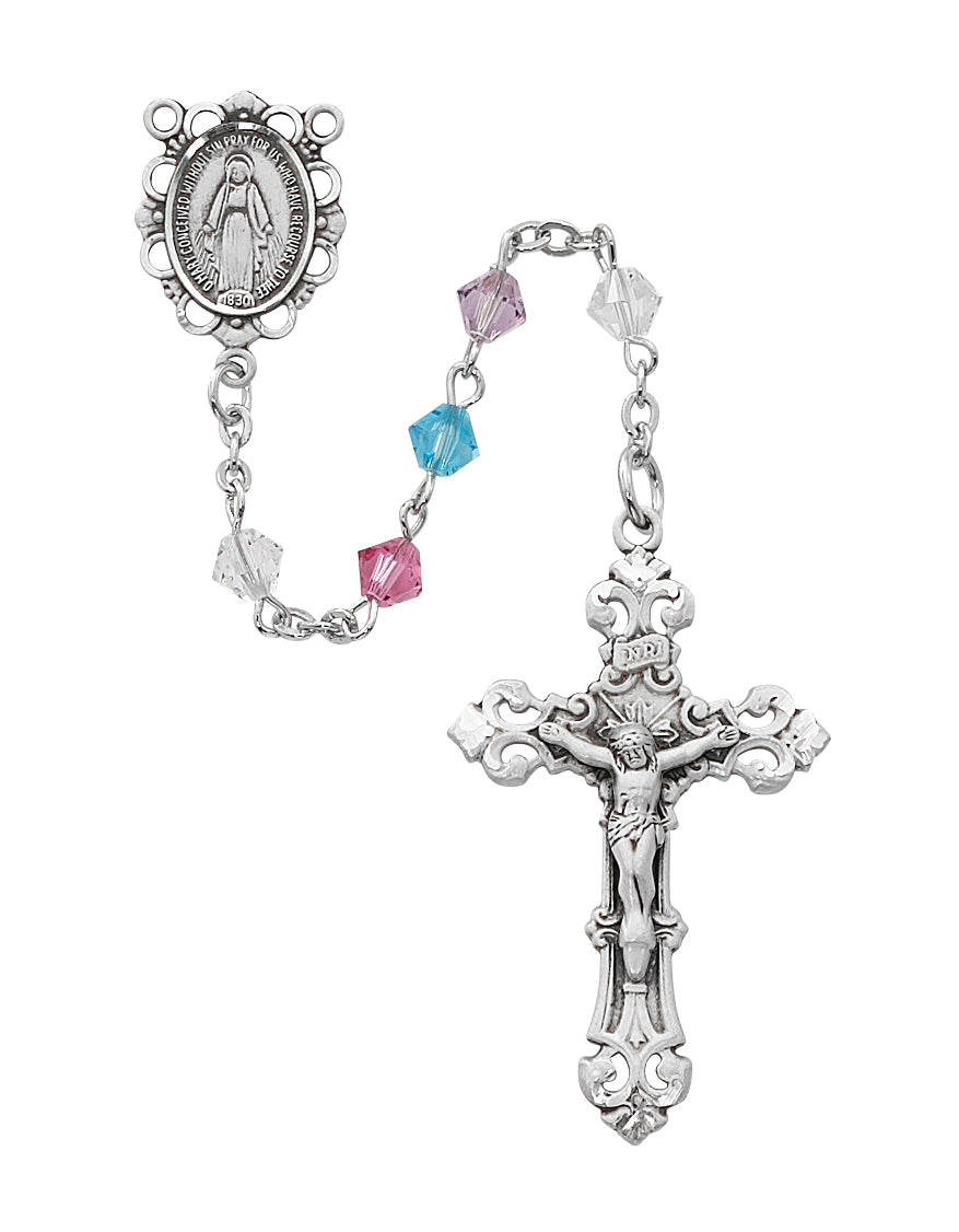 Multi Swarovski Crystal Bead Rosary Boxed