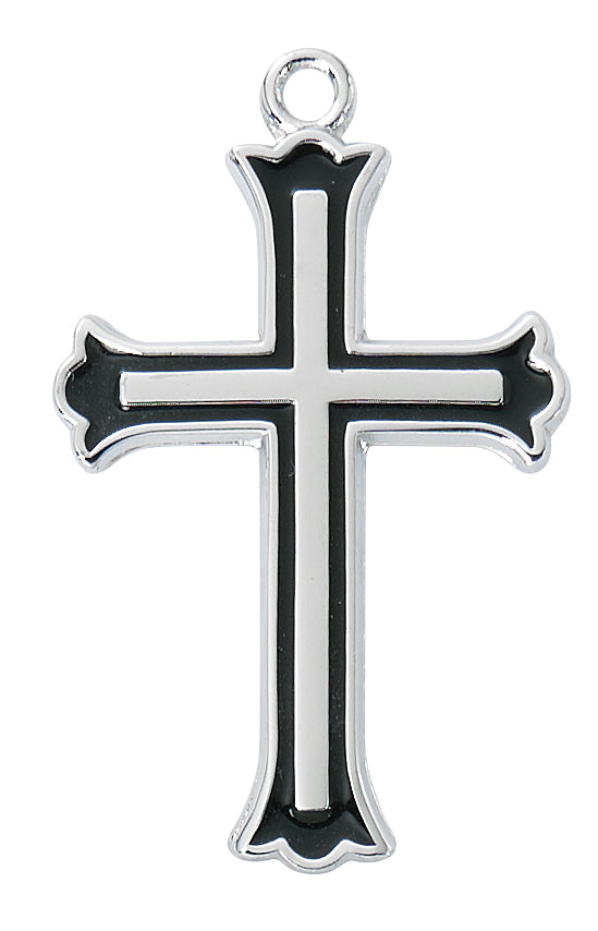 Sterling Silver Cross with Black Boxed