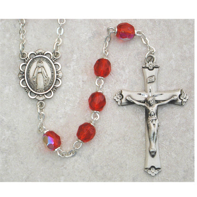 Red Glass July Rosary Boxed