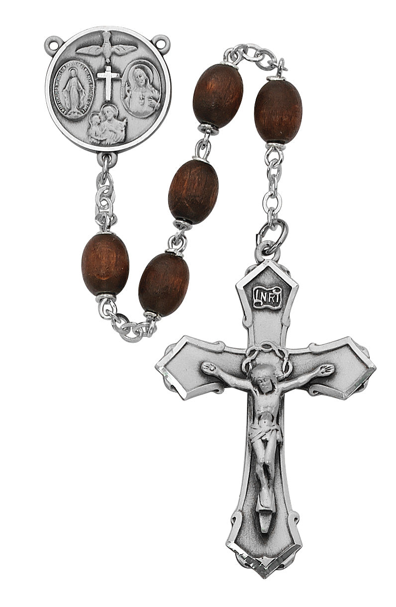Brown Wood Rosary Boxed