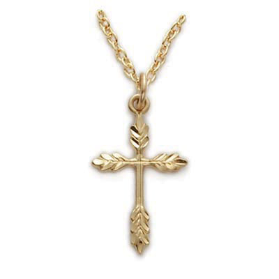 Gold over Sterling Silver Wheat Cross Boxed