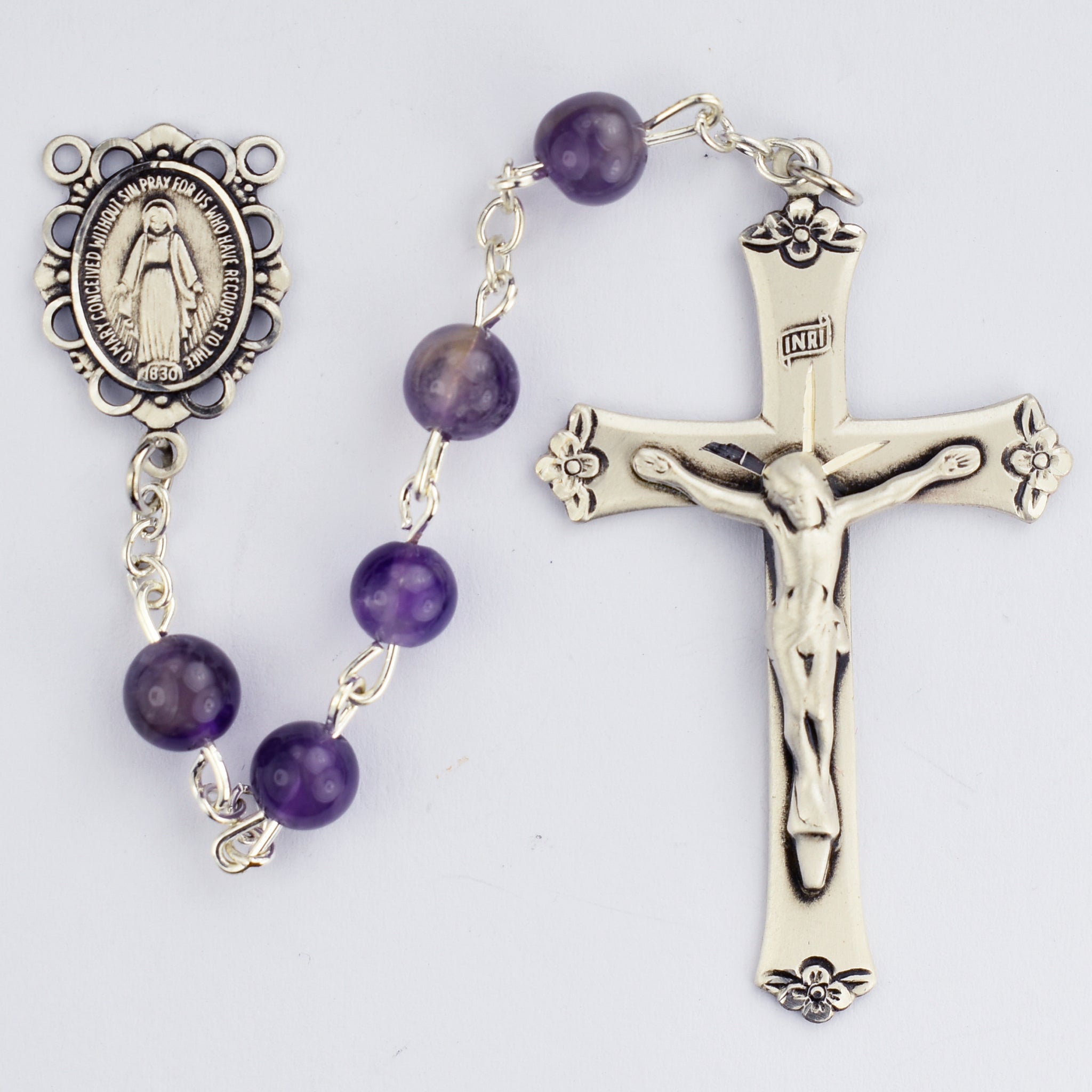 Genuine Amethyst Rosary Boxed