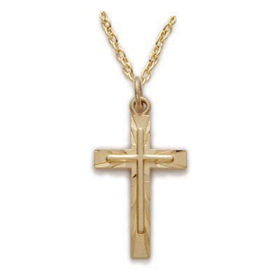 Gold over Sterling Silver Cross Boxed