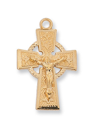 Gold over Sterling Celtic Crucifix Pendant