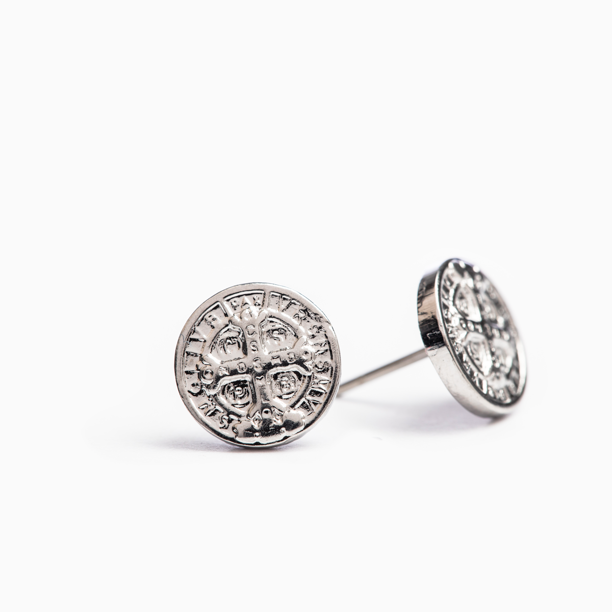 Benedictine Stud Earrings - Silver-Plated