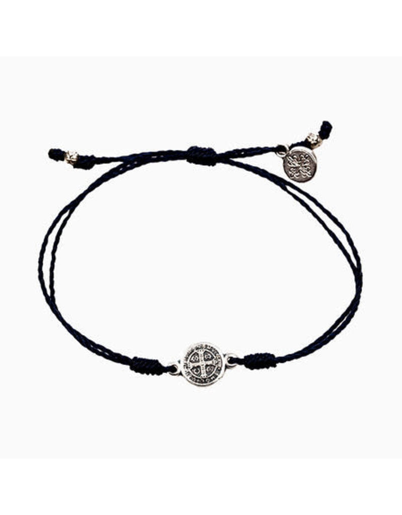 Breathe Blessing Bracelet - Silver-Plated Medal on Black Cord